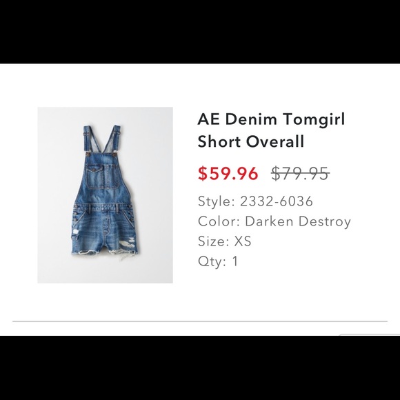 AE Denim Tomgirl Destroyed Short Overall - Picture 7 of 7